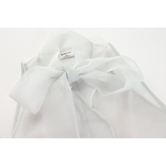 Aritzia Babaton Women's XXS 2XS Ice Grey Julius Sleeveless Tie-Neck Blouse NWT - Picture 2 of 8